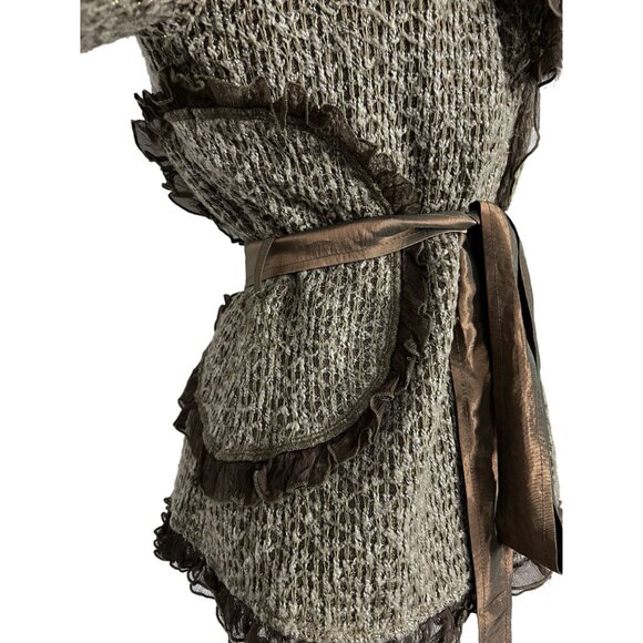 Hope Emma Darling Cardigan Wool Blend Sweater Ruffles Flowers Rabbit Fur - Picture 3 of 10